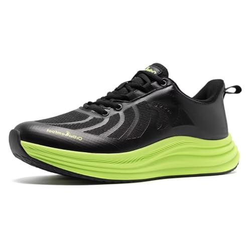 Men's Orthopedic Road Running Shoes: Comfortable Casual Arch Supports Plantar Fasciitis Orthotic Slip On/Off Sport Sneakers, Flat Feet High Arch Tennis Work Walking Shoes for Foot Heel and Pain Relief