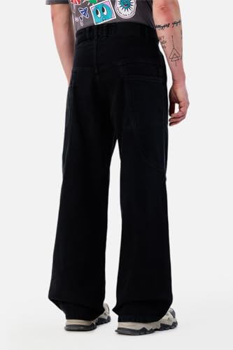 Image of SNITCH Men Cargo Pants Street Wear | Baggy Fit Wide-Leg Solid Design | Durable Cotton Blend with Utility Pockets for Casual Outings & Everyday Styling