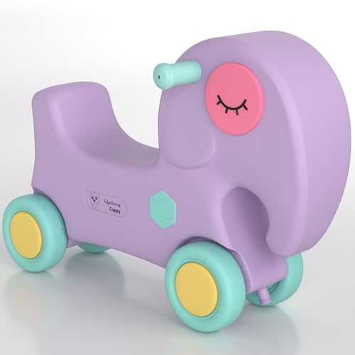 Image of Lifelong Elephant Ride On Toy for Toddlers, Push Ride for Kids 1-4 Years, Glide-Ease Wheels, Easy-Grip Handles, Cute Design, Indoor Outdoor Use, No Assembly Required, Baby Riding Toy(LLCJRO01)
