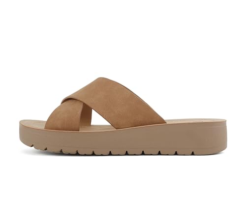 Image of Soda LUCY ~ Women Open Toe Flatform Platform Crisscross Band Upper Fashion Slide Sandals