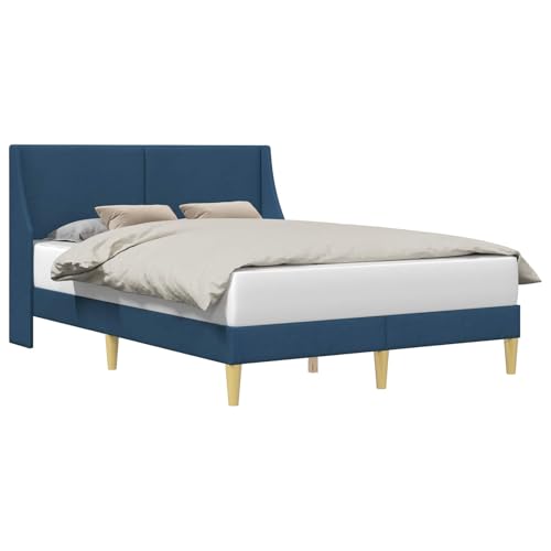 vidaXL Estructura de Cama Liso con cabecera Azul 120 x 190 cm Tela, Cama Moderna, Diseño Rectangular, Tapizada en Tela, Mueble Funcional, Base Compacta y Elegante