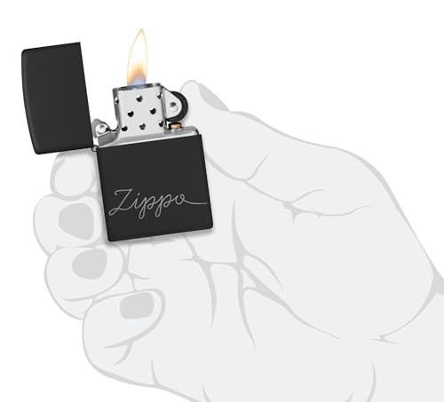 Image of Zippo Design Black Matte with Chrome, Windproof Pocket Lighter, Refillable, (BIS Certified)