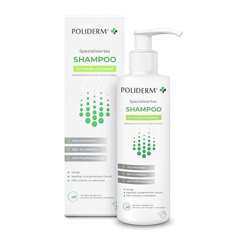 POLIDERM – Shampoing pour Chien Sensible Contre Les Démangeaisons et Les Pellicules – Shampooing Médical Spécial pour Chiens et Chats – avec...