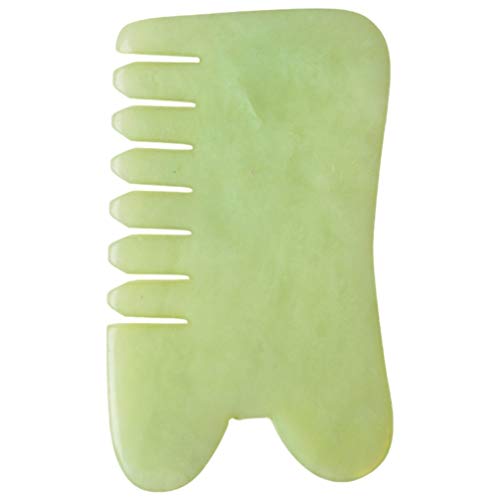 EXCEART Gua Sha Raspado de Herramientas de Masaje Jade Stone Hair Peine Guasha Board for Spa Acupuncture Trigger Point Tratamiento en La Cara Pelo Verde