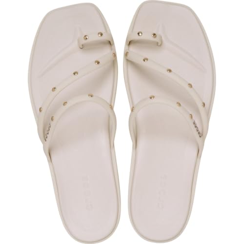 Image of Crocs Women's Miami Toe Loop Sandals | Square Toe Flat | Flexible Straps | Croslite Foam Footbed