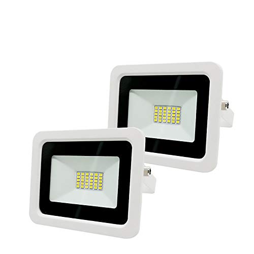 WCT 2pcs Reflector LED 10W Blanco Cálido （3000K） Luz de Inundación IP68 Reflector de Pared Exterior Impermeable Iluminación Foco Cuadrado de Jardín