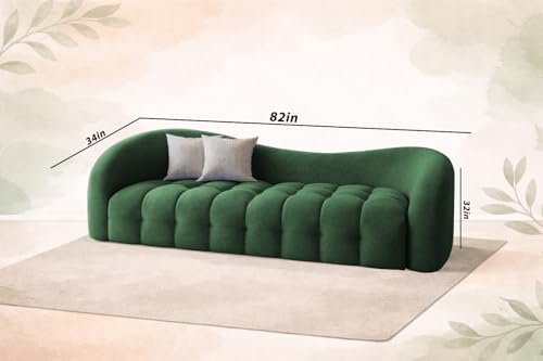 Image of Casaliving Ariana Modern Premium Boucle Fabric Sofa, Upholstered 3 Seater Sofa Set for Living Room, (Green Colour) Premium Boucle Fabric Sofa