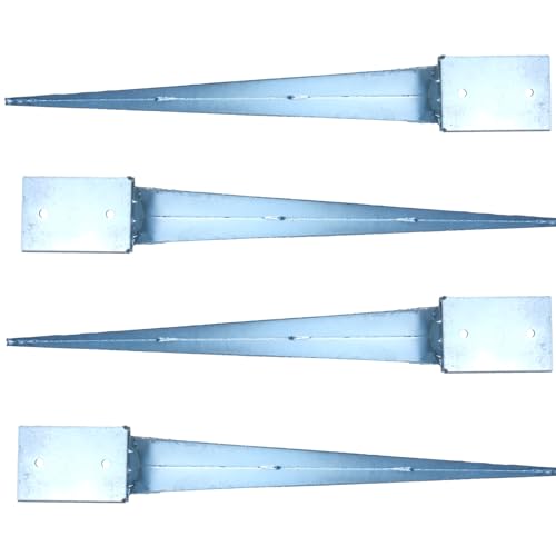LLB 4x4in Fence Post Support Spike 750mm Length Heavy-Duty Steel Ground Anchors Galvanized Hot-Dip Rust-Resistant Easy Install, 100mmx 100mmPack of 4