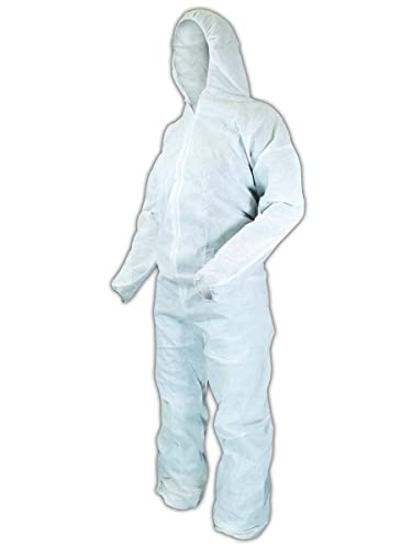 MAGID EconoWear Lite N Kool Plus SMS Fabric Coverall with Hood, Disposable, Elastic Cuff, White, 3X-Large (Case of 25)