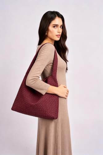 Image of MELOLILA Large Woven Tote Bag for Women Weave Purse Woven Leather Handbag
