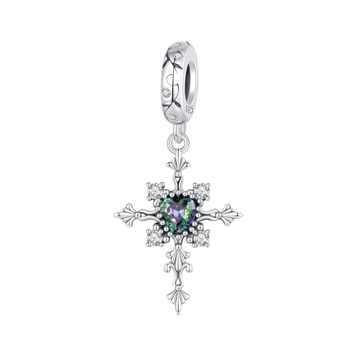 Collier pendentif croix acier inoxydable pour femme avec pierre de naissance cœur
