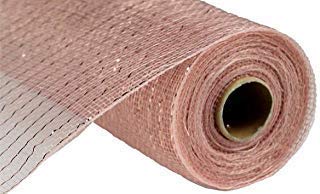 10 Inch X 30 Feet Deco Poly Mesh Ribbon (New Rose Gold With Foil) #TOP2