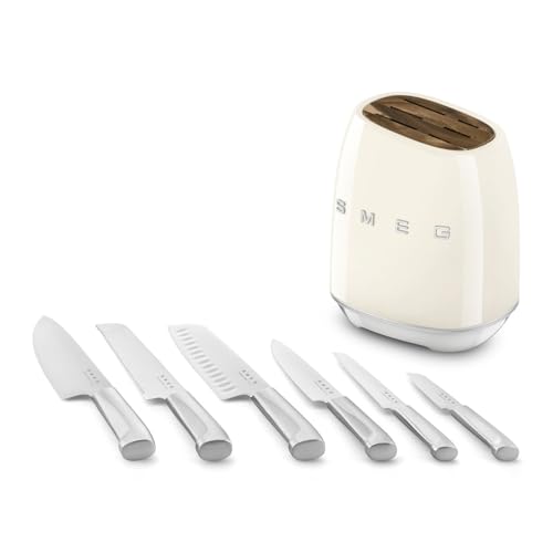 Smeg-KBSF02CR-Knife-Block-6-Knives-Included-in-Stainless-Steel-Stainless-Steel-Block-Body-and-Knife-Slot-Acacia-Wood-Cream Smeg KBSF02CR Knife Block 6 Knives Included in Stainless Steel Stainless Steel Block Body and Knife Slot Acacia Wood Cream