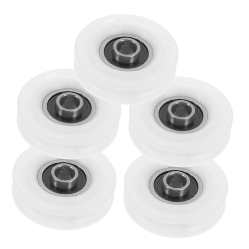 HEATSHAKING 5個 ナイロンコーティング型溝ベアリング滑車 耐久性スチールワイヤートラック対応 スムーズ静音稼働 引き戸窓 ドア 用ガイドロー