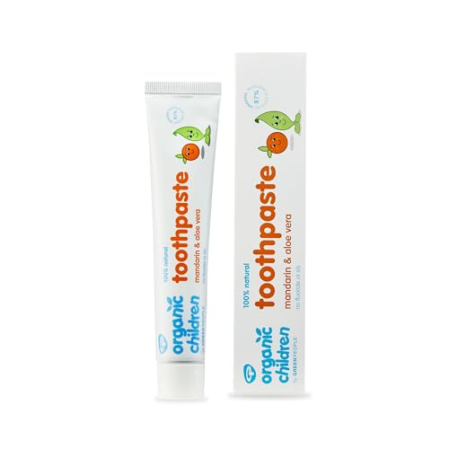 Green People Organic Children Mandarin & Aloe Vera Toothpaste - 100% Natural, for Kids - Fluoride & SLS Free - Vegan, Organic & Cruelty Free, 50ml