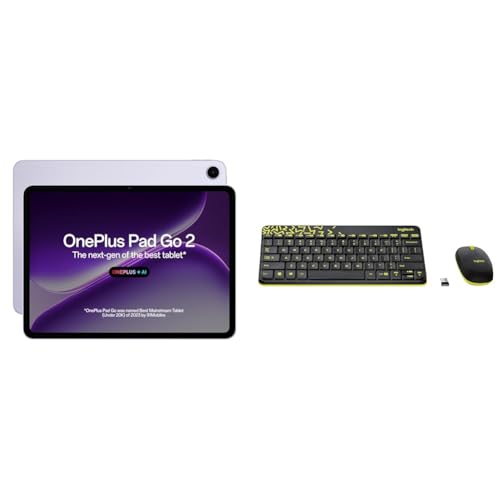 Image of OnePlus Pad Go 2, 30.73 cm (12.1 inch) 2.8K Display, Dolby Vision, 120Hz Refresh Rate, Quad Speakers, AI, 10050 mAh Battery, Wi-Fi Tablet + Logitech MK240 Nano Wireless USB Keyboard and Mouse Set