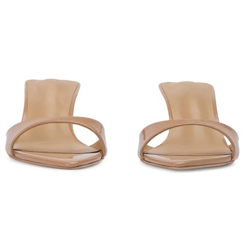 Women’s Kitten Heeled Mules Sandals Pointed Open Toe Pumps Shoes Slip on Wedding Prom Dress Leather Slippers4