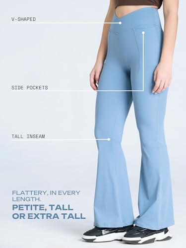 Image of CAVA Tall Hourglass Flared Leggings for Women | V-Waistband, Anti-Camel Toe Design, Tall Fit, Flared Bottoms, Deep Pockets, Sculpting Stretch Fabric