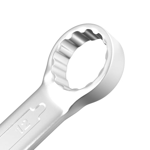 Image of Groz Combination Spanner 12 mm, Length155 mm | DIN 3113 Standards | Chrome Vanadium, Matt Satin Chrome Combination Wrench Tool | CSP /DIN /12G