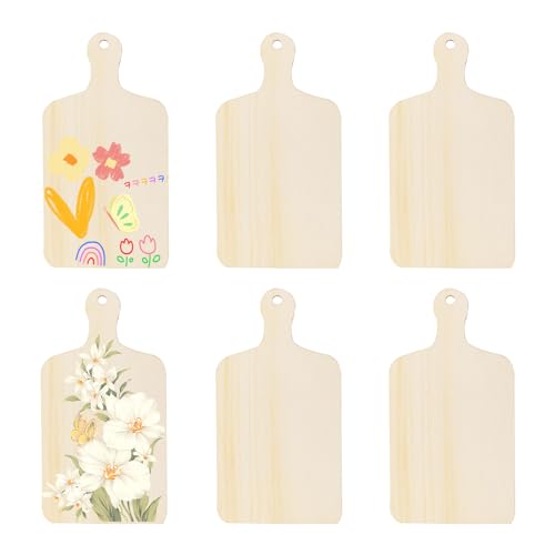 Set de 6 mini tablas de cortar de madera con mango miniatura 1