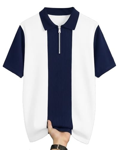 Image of AUSK Women's Zip Neck Polo T-Shirt | Half Sleeve Color Block Smart Casual Top | Ideal for Work, Travel Top for Womens