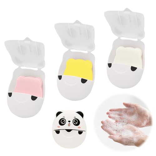 3Pcs Cajas (150 Piezas) Jabones de Papel, Jabón de Viaje, Laminas de Jabon, Portátiles Hojas Jabón, Estampado panda, perfumado, para Cocina Inodoro Exterior Viaje Acampada Senderismo