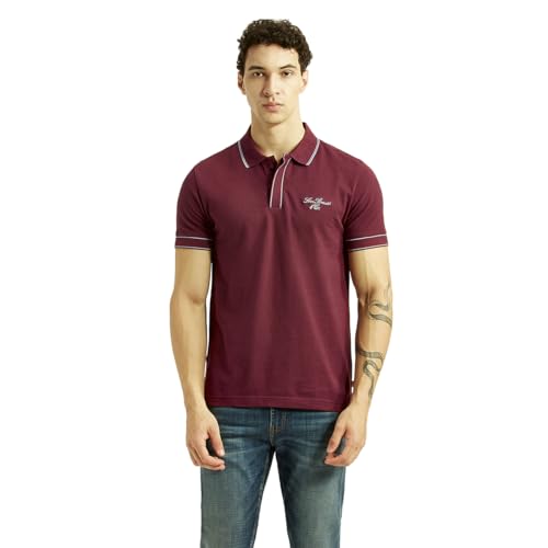 Image of Levi's Men's Brand Logo Maroon Slim Fit Polo T-Shirt