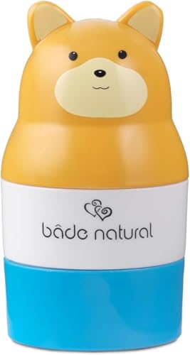 Image of Bade Natural Refillable Bear-Shaped Sunscreen Applicator for Kids - 3.7 fl oz Roll-On Bottle - Empty, Reusable Dispenser for SPF Lotion - Soft Applicator Tip, Travel-Friendly