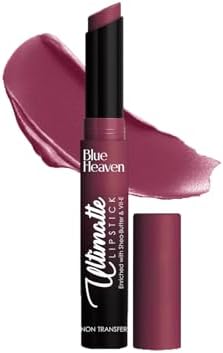 Blue Heaven Ultimatte NonTransfer lipstick for women|Enriched with Shea Butter & Vitamin E| Matte Finish, Smudge Proof & Waterproof Long Lasting Lipstick Upto 12Hrs| 2.2g | 10 Pink