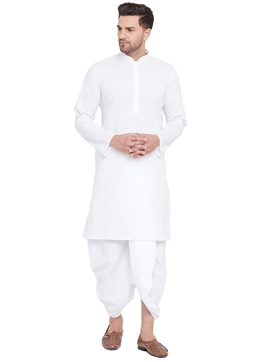royal kurta Men's White Cotton Kurta and Dhoti Set || Elegance for Diwali and Pooja-picture-39