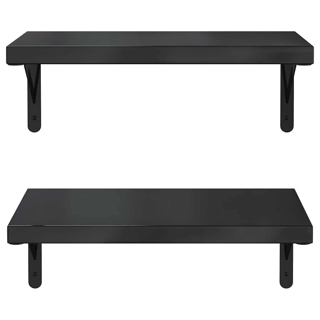 Generisch Wandregale 2 STK. 50x30 cm Schwarz Edelstahl,Möbel,Regalsysteme,Wandregale-3214518