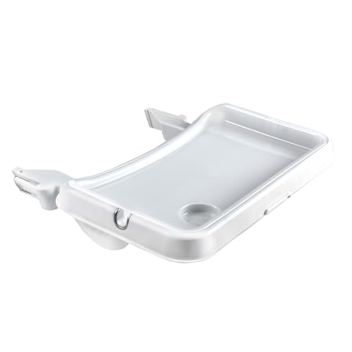 hauck Alpha Tray, Weiß - 3in1 Essbrett Kompatibel mit Alpha+ & Beta+ Holzhochstuhl für Kinder 6-24 Monaten, mit Sitzverkleinerer, 3-Stufigem Esstisch