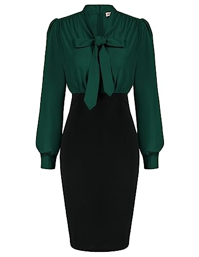 GRACE KARIN Damen Businesskleid A-Linie - Elegantes Bürokleid Mit 3/4 Ärmel