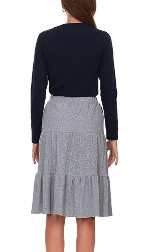 Womens/Teens Ribbed Tiered Midi Skirt with Elastic Waist Knee Length4