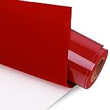 Flocked Red Heat Transfer Vinyl Iron On Vinyl 1x3.2ft (2 by12x20 Inch) for T-Shirt and Other Fabrics