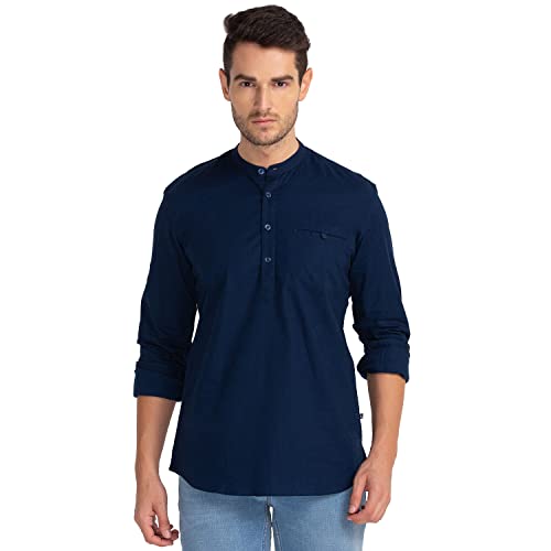 Image of Parx Men's Pure Cotton Solid Pattern Slim Fit Semi Cutaway Collar Full Sleeve Casual Shirt