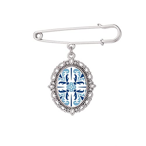 Broche marocaine bleue fleur pour sublimer votre châle en soirée