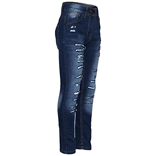 Girls Stretchy Denim Ripped Faded Pants Lightweight Cotton Skinny Jeans Age 5-14 Years3