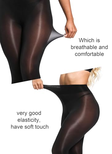 Image of VEBZIN Tights for Women Black Sheer 30D Tights High Waisted Stockings Pantyhose