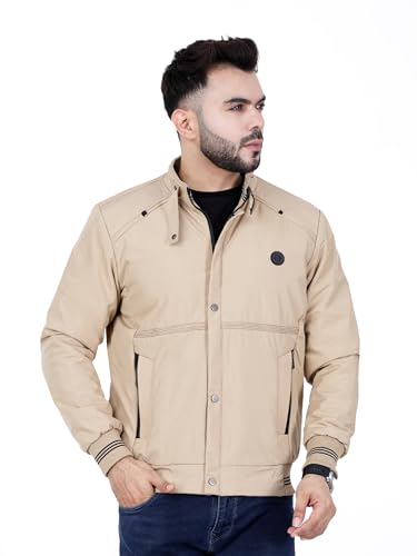 Image of Dollar Full Sleeves Bomber Jacket for Men | TPU Men's Standing Collar Lightweight Winter Jacket, Regular Fit
