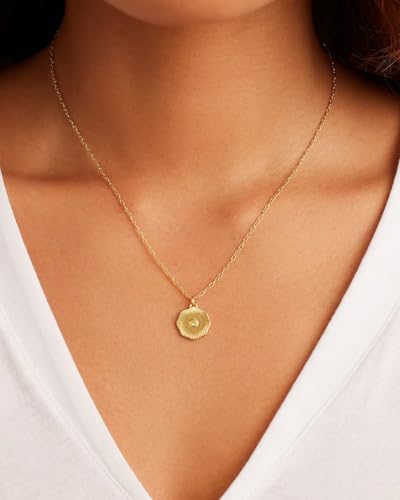 gorjana - Birthstone Coin Necklace 16"-18" - 18k Gold Plated Brass - Personalized Gemstone Options - Adjustable Chain Length - Gifting for special occasions2