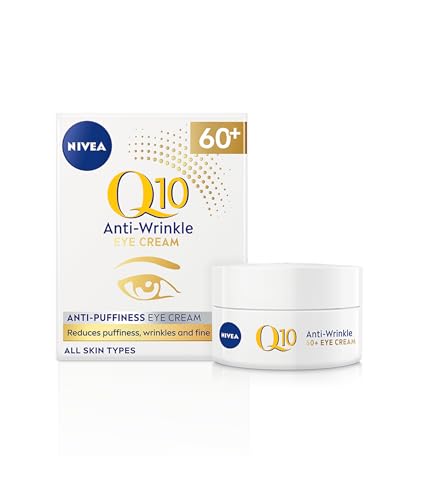 NIVEA Q10 60+ Anti-Puffiness Eye Cream (20ml), Anti-Wrinkle Eye Cream with Triple Strength Formula Made with Q10, Rose Petal Oil, and Calcium, Designed for 60+ Skin
