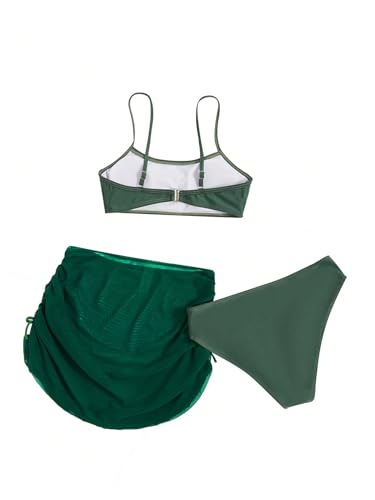 Milumia Girl's 3 Set Bikini Set Swimsuit with Drawstring Beach Swim Skirt Swimwear2