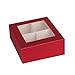 Hammont Window Box with Four Sections - 6 Pack - 6â€x6â€x2.5â€ - Red Colored Unique Design Bakery Boxes Perfect for Sharing Snacks and Cookies | 4 Insert Sections Gift Boxes