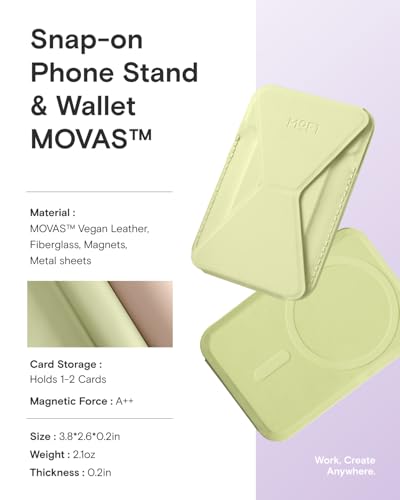 Image of MOFT Magnetic Wallet Stand Compatible with iPhone 16 /15 /14 /13 /12 Series, Angle Adjustment & MOVAS Phone Stand,Light Soft Avocado