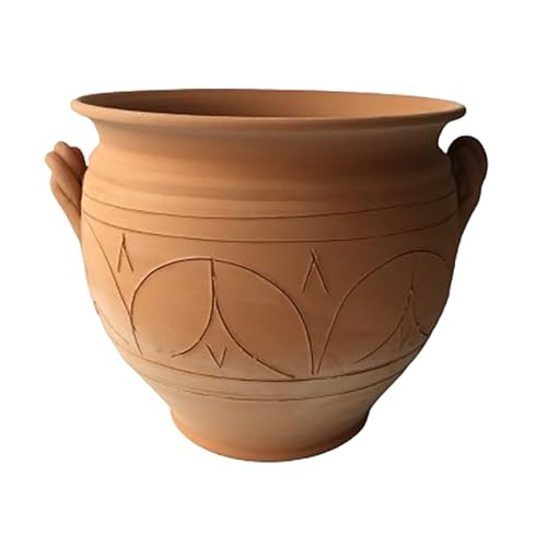 Caspò in Terracotta Scannellato con Manici Ø30 cm – Vaso Artigianale da Interno ed Esterno – Stile Rustico Mediterraneo – Fatto a Mano in Italia