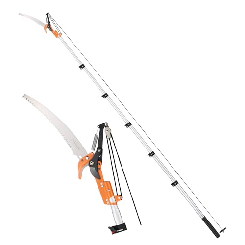 VonHaus Telescopic Tree Pruner & Lopper 2 in 1 Long Reach 5.3m Cutter Retractable & Extendable Pole Saw for Branches Lightweight Aluminium Pole Steel Blade Blade Cover Included