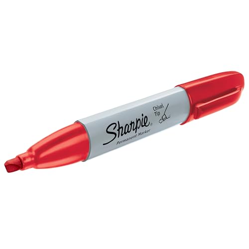 Image of Sharpie Permanent Markers, Chisel Tip, Red, 12 Count