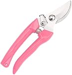 Curve Garden Scissors with Sharp Stainless Steel Blade for Cutting Flowers, Trimming Patio Plants, Floristry, Flowers, Roses, Herbs, Bonsai and Fruit Picking (Pink Handle)