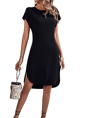 GORGLITTER Damen Sommer Kleider Knielang T-Shirt-Kleid Kurzarm...